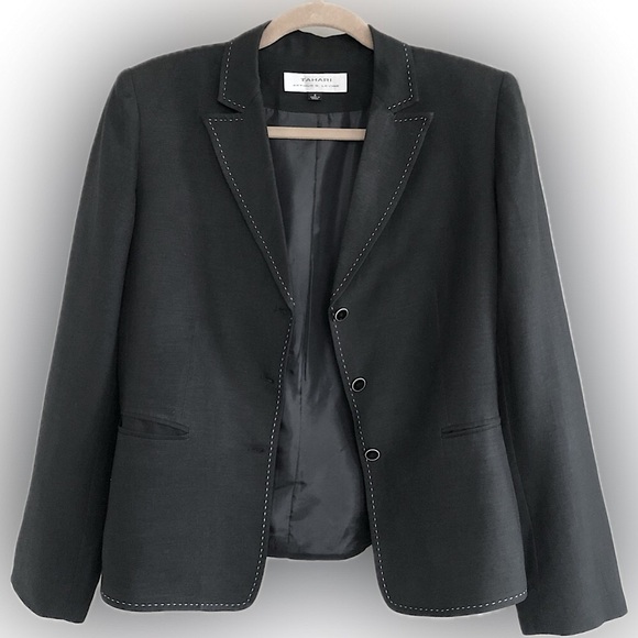 🌷LINEN blend TAHARI Black Blazer - Picture 2 of 5